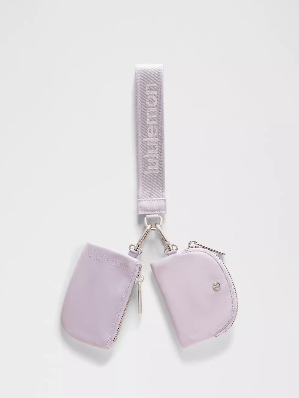 Lululemon NWT Dual Pouch Wristlet Metallic Wordmark - Faint Lavender